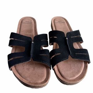 Earth Origins Luna Suede Slide Sandal Black Comfort Cushioned Women 9 minimalist